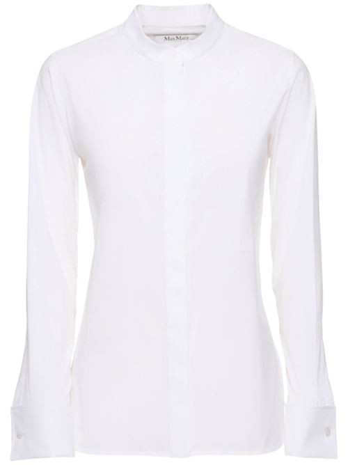camicia donna maniche lunghe collo coreana cotone stretch bianco MAX MARA | 11111443443001