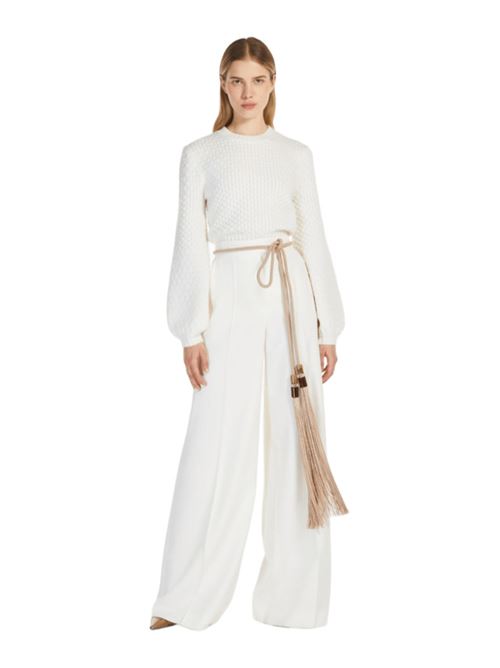 pantalone donna vita alta lana bianco MAX MARA | 11131011330001