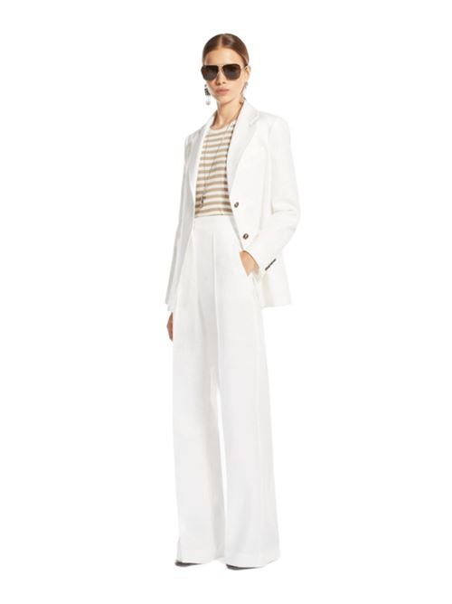 pantalone donna gamba dritta lino bianco MAX MARA | 11131122349001