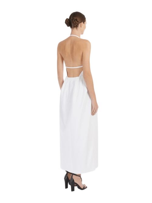 abito donna lungo schiena scoperta gonna pinces cotone bianco MAX MARA | 11221493342001