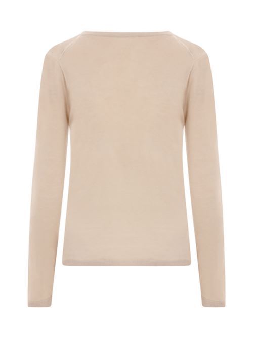 maglia donna scollo V maniche lunghe cashmere beige MAX MARA | 11361131028002