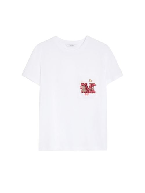t-shirt donna taschino strass cotone bianco MAX MARA | 11941021056004