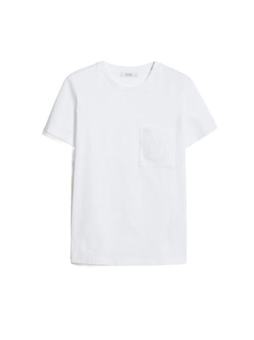 t-shirt donna maniche corte taschino ricamo cotone bianco MAX MARA | 11941032056001