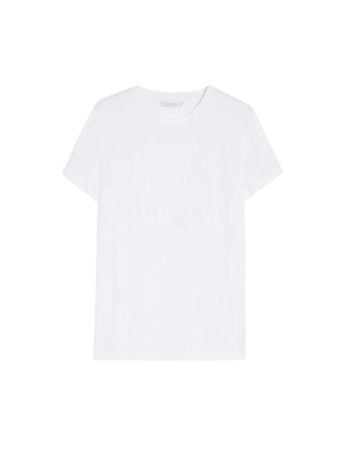 t-shirt donna manica corta ricamo strass cotone bianco MAX MARA | 11941042056011