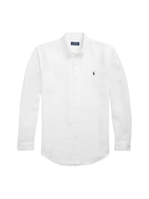 camicia uomo slim fit lino bianca POLO RALPH LAUREN | CAMICIE | 710966295003