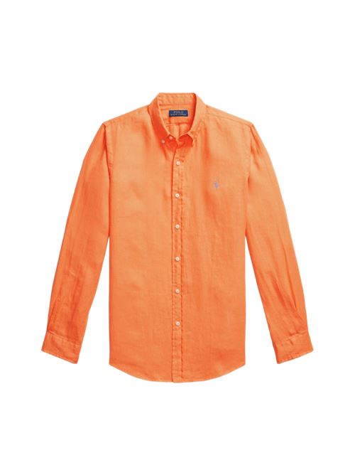 camicia uomo slim fit lino arancio POLO RALPH LAUREN | CAMICIE | 710968915009