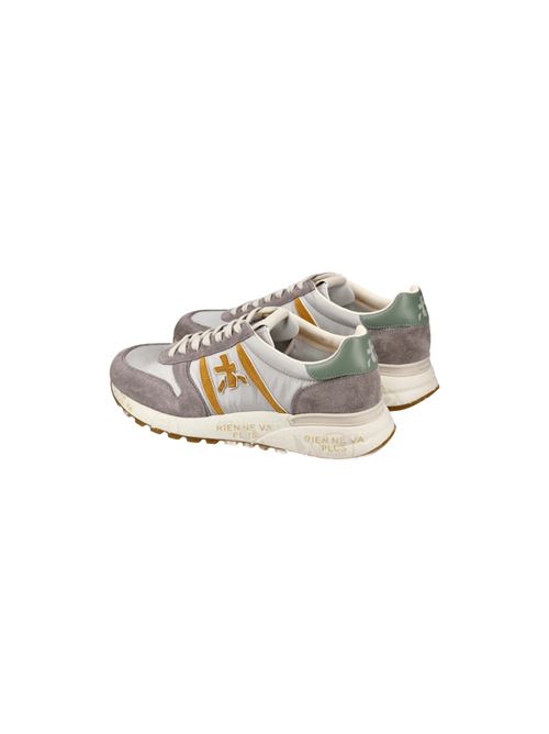 snekers uomo pelle verde, tela/ camoscio grigio, logo ocra PREMIATA | LANDER7201