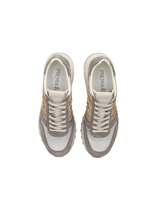 snekers uomo pelle verde, tela/ camoscio grigio, logo ocra PREMIATA | LANDER7201