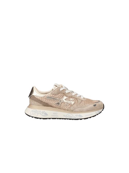 sneakers donna pelle/tela/camoscio beige, logo platino PREMIATA | LAURYN7486