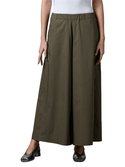pantaloni donna ampi cotone verde militare ROBERTO COLLINA | PANTALONI | 513645124