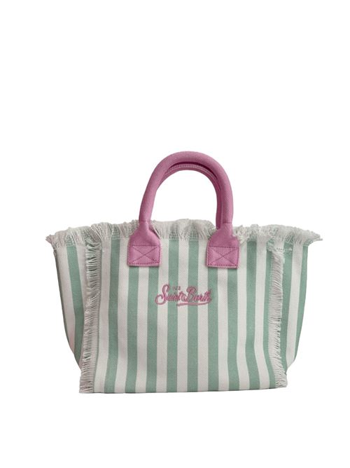 borsa a mano frange righe cotone canvas bianco/rosa MC2 SAINT BARTH | COL000103756HV5310EMB