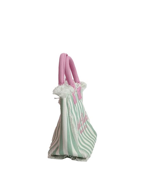 borsa a mano frange righe cotone canvas bianco/rosa MC2 SAINT BARTH | COL000103756HV5310EMB