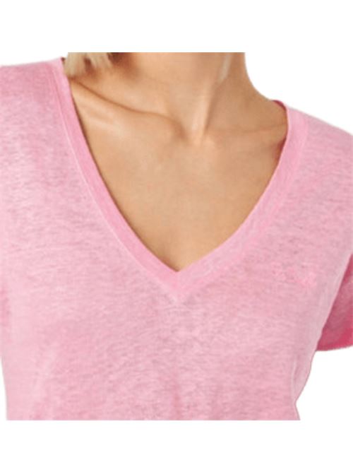 maglia donna mezza manica sc. V lino rosa MC2 SAINT BARTH | ELOI00100033HSB23EMB