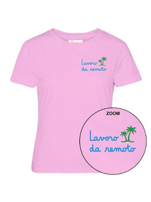 t-shirt donna maniche corte ricamo cotone rosa MC2 SAINT BARTH | EMI000105273H23EMB