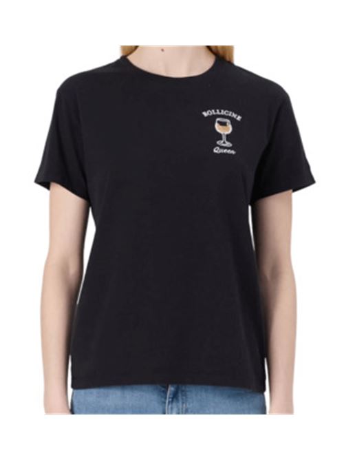 t-shirt donna maniche corte ricamo cotone nero MC2 SAINT BARTH | EMI000106057H00EMB