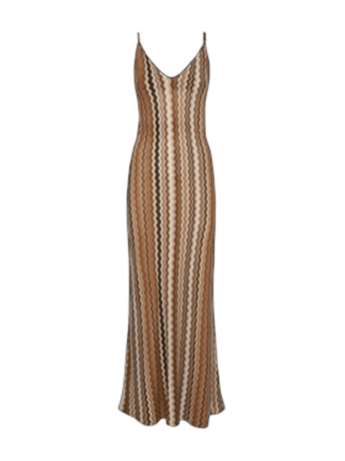 abito donna lungo spalline chevron viscosa  marrone/beige MC2 SAINT BARTH | EYDI000101060H18