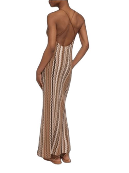 abito donna lungo spalline chevron viscosa  marrone/beige MC2 SAINT BARTH | EYDI000101060H18