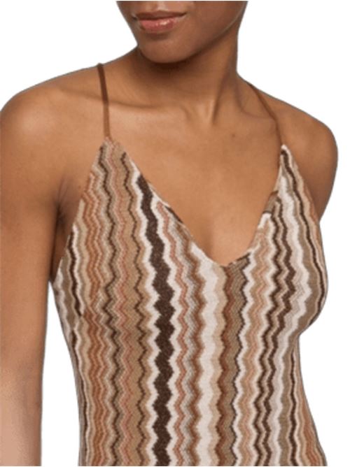 abito donna lungo spalline chevron viscosa  marrone/beige MC2 SAINT BARTH | EYDI000101060H18