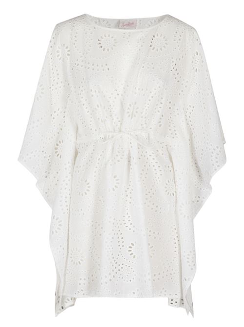 caftano donna manica a kimono coulisse sangallo cotone bianco MC2 SAINT BARTH | IRI000104071H01