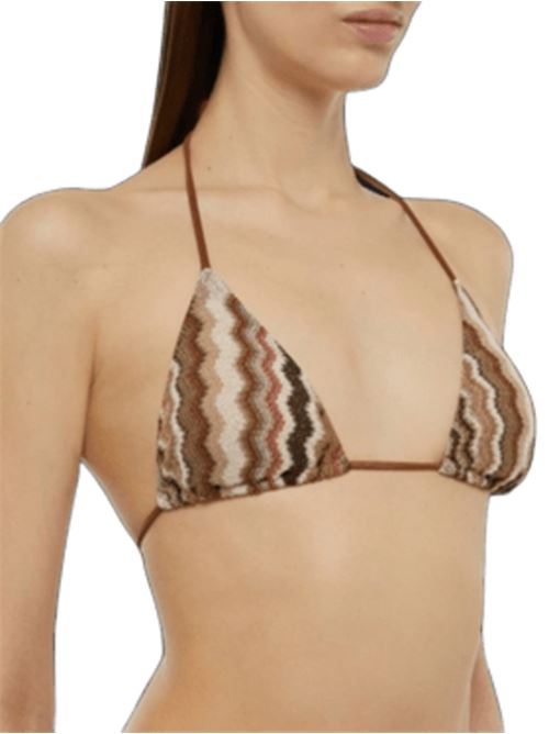 costume donna reggiseno triangolo motivo chevron tonalita marrone/beige MC2 SAINT BARTH | LEH000101060H18