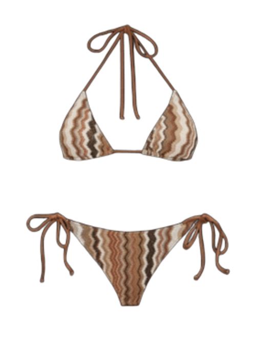 costume donna reggiseno triangolo motivo chevron tonalita marrone/beige MC2 SAINT BARTH | LEH000101060H18