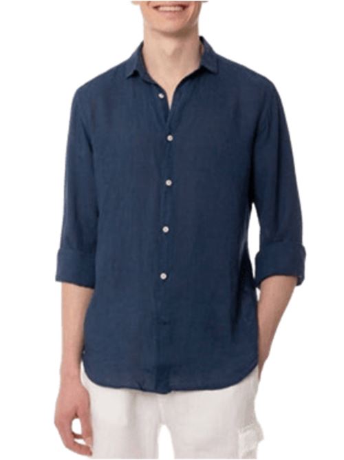 camicia uomo manica lunga lino blu MC2 SAINT BARTH | PAMP00100338H60