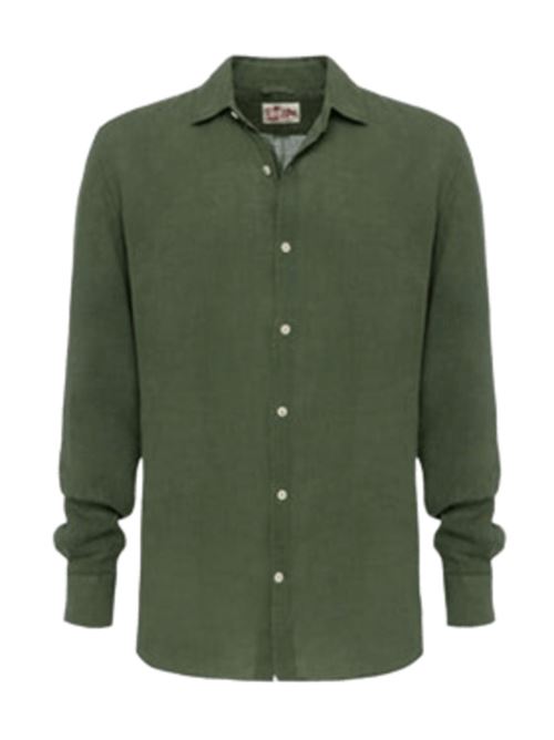 camicia uomo manica lunga lino verde MC2 SAINT BARTH | PAMP00101189H52