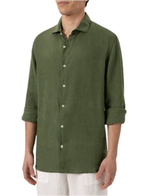 camicia uomo manica lunga lino verde MC2 SAINT BARTH | PAMP00101189H52