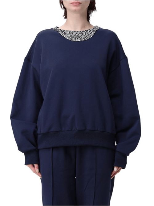 felpa donna strass misto cotone deep blu TWINSET | FELPE | 251AP206303585