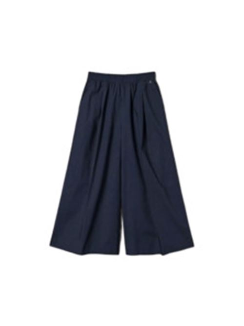 pantaloni donna  con pieghe cotone deep blue TWINSET | PANTALONI | 251AP230803585