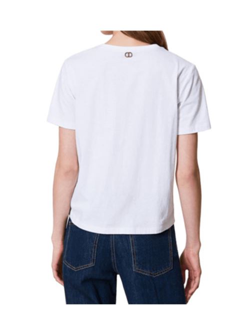 t-shirt donna ricamo cotone bianca TWINSET | 251TT204212518